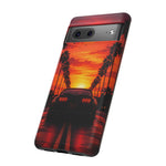 Matte Black MK4 Supra Sunset Tough Phone Case - Palm Silhouette
