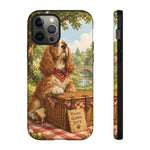 Cocker Spaniel Picnic Scene phone case | vintage dog art