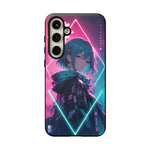 Anime Girl Phone Case Teal, Neon Kanji Calm Gradient Tough Cover