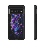 Holographic Wolf Phone Case, Fractured Prism Iridescent Cover