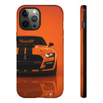 Orange Mustang Art Phone Case, GT500 American Muscle Car Tough Cover for Male