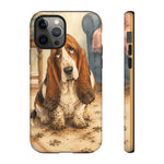 Guilty Basset Hound Phone Case, Muddy Watercolor Art Cover