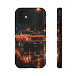 Orange Cuda Phone Case, Rainy City Night Muscle Car Tough Cover