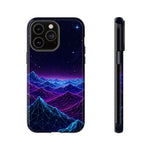 Retro Neon Mountains Phone Case | Vaporwave Galaxy Landscape