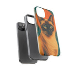 Siamese Cat Retro Halftone Portrait Case - Orange Teal Print