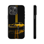 Yellow Camaro Z28 Phone Case, Classic Muscle Car Studio Stripe Cover