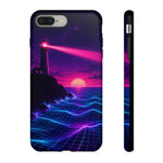 Neon Lighthouse Grid Ocean Art Tough Phone Case