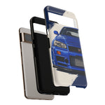 R34 Skyline GT-R Bayside Blue Tough Phone Case for 90s JDM Fans