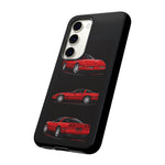 C4 Corvette Art Phone Case Red, Three-View Vector Cover, Gift