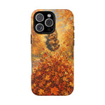 Yorkshire Terrier Jumping in Autumn Leaves Tough Case | Fall Dog Phone Cover
