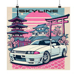 Skyline R32 Poster JDM Drift Car Japanese Sunset Retro Tokyo Wall Art