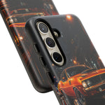 Orange Cuda Phone Case, Rainy City Night Muscle Car Tough Cover