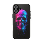 Neon Glitch Skull Phone Case, Dripping Paint Scanline Cover
