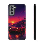FD RX-7 Retro Sunset Sports Car Tough Case | Neon Vaporwave Beach Drive