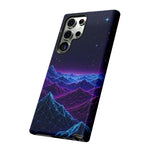Retro Neon Mountains Phone Case | Vaporwave Galaxy Landscape