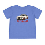 Skyline R34 GT-R Toddler T-Shirt – JDM White Car with Red Wheels Graphic