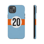 Copy of Blue Orange Number 20 Retro Racing Stripe Tough Phone Case Cover