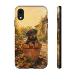 Rottweiler Puppy in Flower Pot Tough Case | Floral Dog Phone Cover