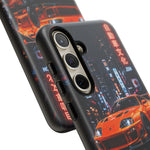 Orange Supra Phone Case, Neon City Night JDM Sports Car Tough Cover