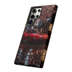 Red FD RX-7 Blossom Alley Tough Phone Case - Rain-Slicked Night