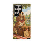 Cocker Spaniel Picnic Scene phone case | vintage dog art