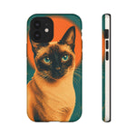 Siamese Cat Retro Halftone Portrait Case - Orange Teal Print