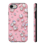Pink Rhinestone Diamond Pattern Phone Case | Sparkle Gem Print