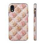 Silk Rose Phone Case, Blush Pink Floral Pattern Tough Cover, Gift
