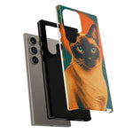 Siamese Cat Retro Halftone Portrait Case - Orange Teal Print