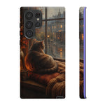 Rainy Window Cat Phone Case, Cozy Painterly Art Cover, Gift