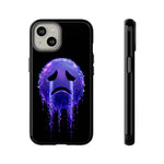 Glitch Sad Face Phone Case, Anime Melt Static Tough Cover