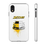 Z06 Corvette Phone Case, Yellow Sketch Reveal Chrome Cover