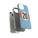 Copy of Blue Orange Number 20 Retro Racing Stripe Tough Phone Case Cover