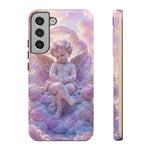 Cherub Cloud Throne Phone Case, Pastel Marble 3D Render Cover