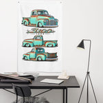 1953 3100 Patina Rat Rod Pickup Banner 34x56 Garage Man Cave Wall Decor