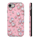 Pink Rhinestone Diamond Pattern Phone Case | Sparkle Gem Print