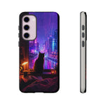 Lo-Fi Cat Neon Rain Window Vaporwave Art Tough Phone Case