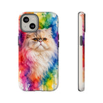 Persian Cat Watercolor Portrait Tough Phone Case - Rainbow