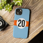 Copy of Blue Orange Number 20 Retro Racing Stripe Tough Phone Case Cover