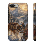Saint Bernard Winter Rescue phone case | snowy mountain dog scene