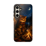 Campfire Cat Phone Case, Marshmallow Night Painterly Cover