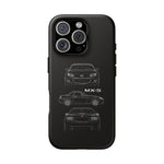 MX-5 Roadster Blueprint Miata Phone Case Featuring Front Side and Rear Views