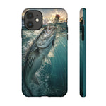 Striped Bass Phone Case, Sunset Topwater Strike Cover for Anglers