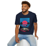 1994 Supra MK4 Cyan Magenta Retrowave Beach Sunset T-Shirt JDM Fan Gift