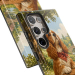 Cocker Spaniel Picnic Scene phone case | vintage dog art