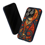 Folk Art Cat Phone Case, Bold Saturated Pattern Cover