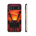 Matte Black MK4 Supra Sunset Tough Phone Case - Palm Silhouette
