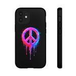 Glitch Peace Sign Phone Case, RGB Melt Digital Art Tough Cover, Gift