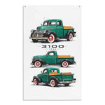 1946 3100 Green Pickup Banner 34x56 Garage Man Cave Wall Decor Gift
