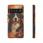 Bernese Mountain Dog Portrait Tough Phone Case - Warm Paint Splatter